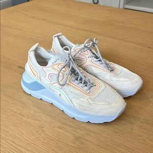 Stylish Women's Sneakers in Cream and Blue
